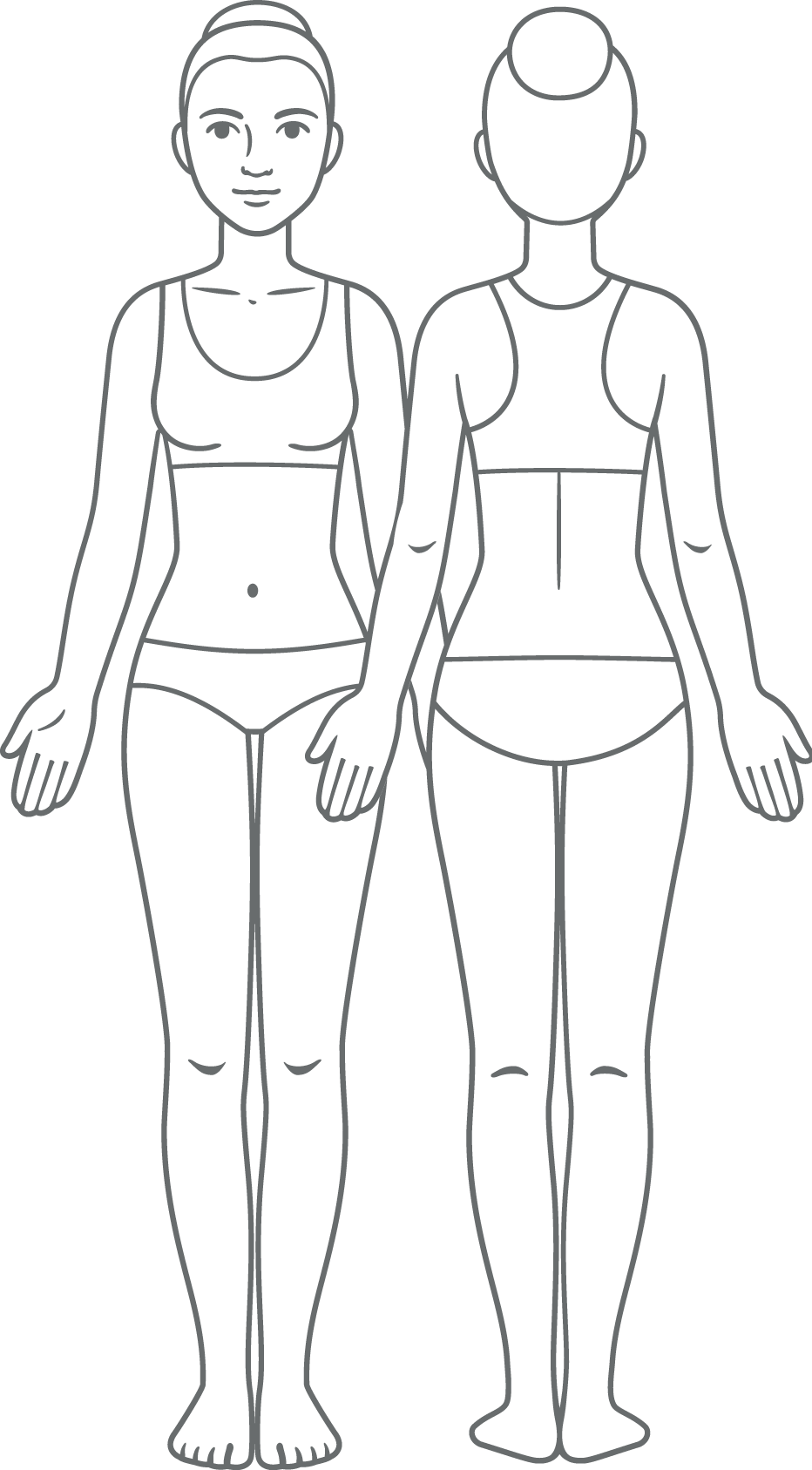 Plastic surgery 1 Female body, front and back view