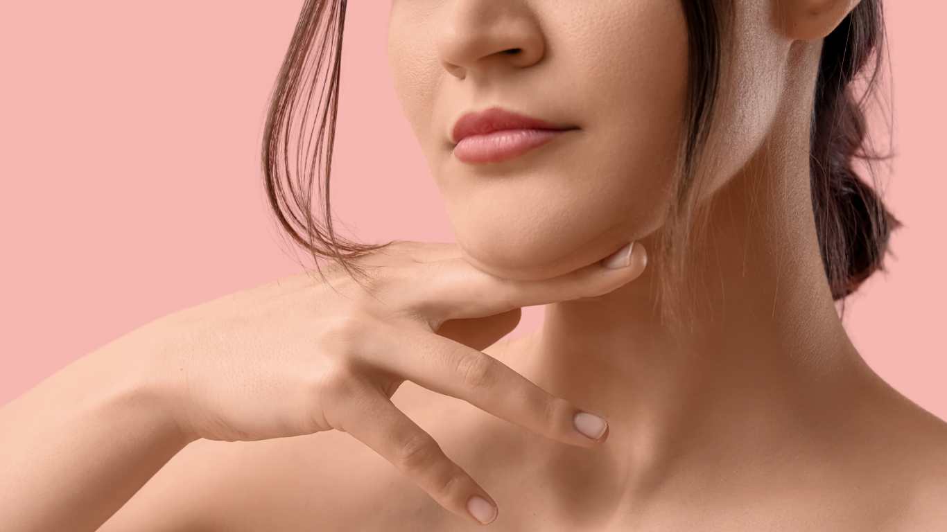 Woman highlighting her facial contours in relation to fat transfer